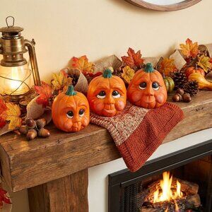 VTG Ceramic Pumpkins Halloween Whimsical Faces Decorative Jack O Lanterns Fall